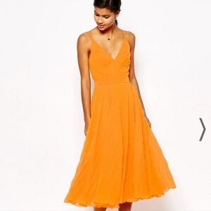 ASOS Chevron Textured Pleated Cami Midi Dress